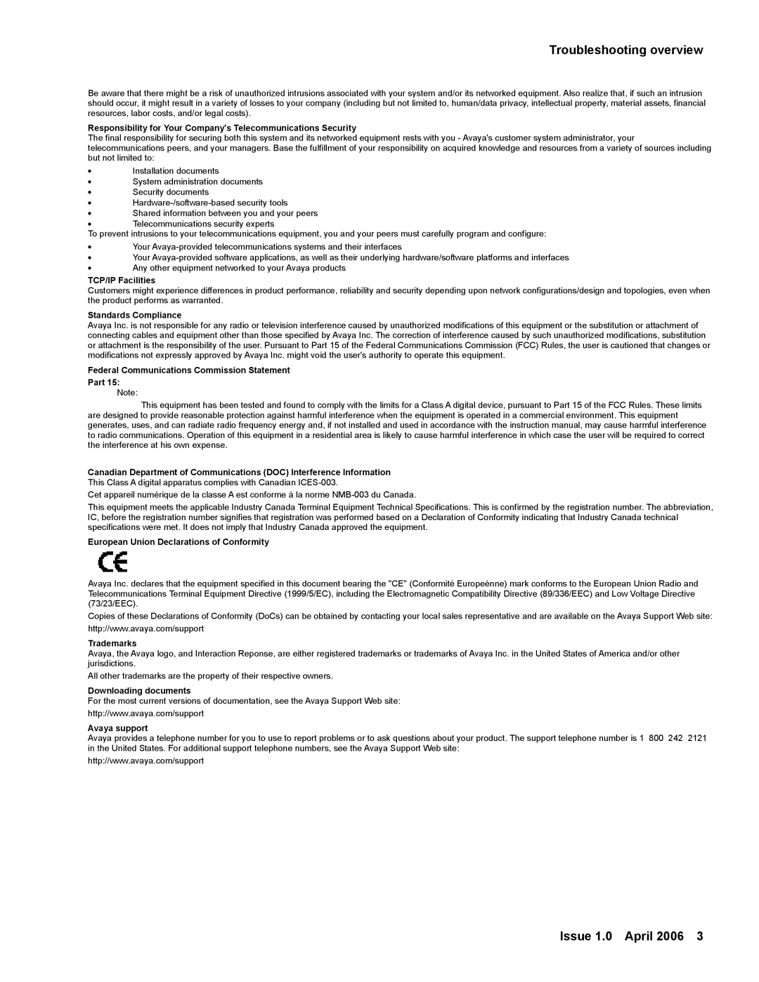 Avaya 2 manual Troubleshooting overview, TCP/IP Facilities 