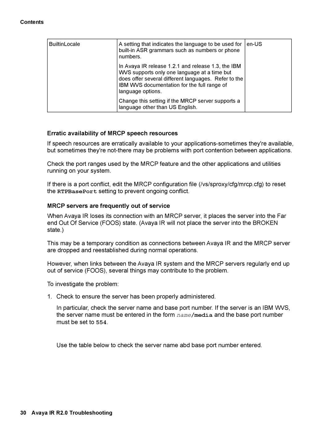 Avaya 2 manual Erratic availability of Mrcp speech resources, Mrcp servers are frequently out of service 