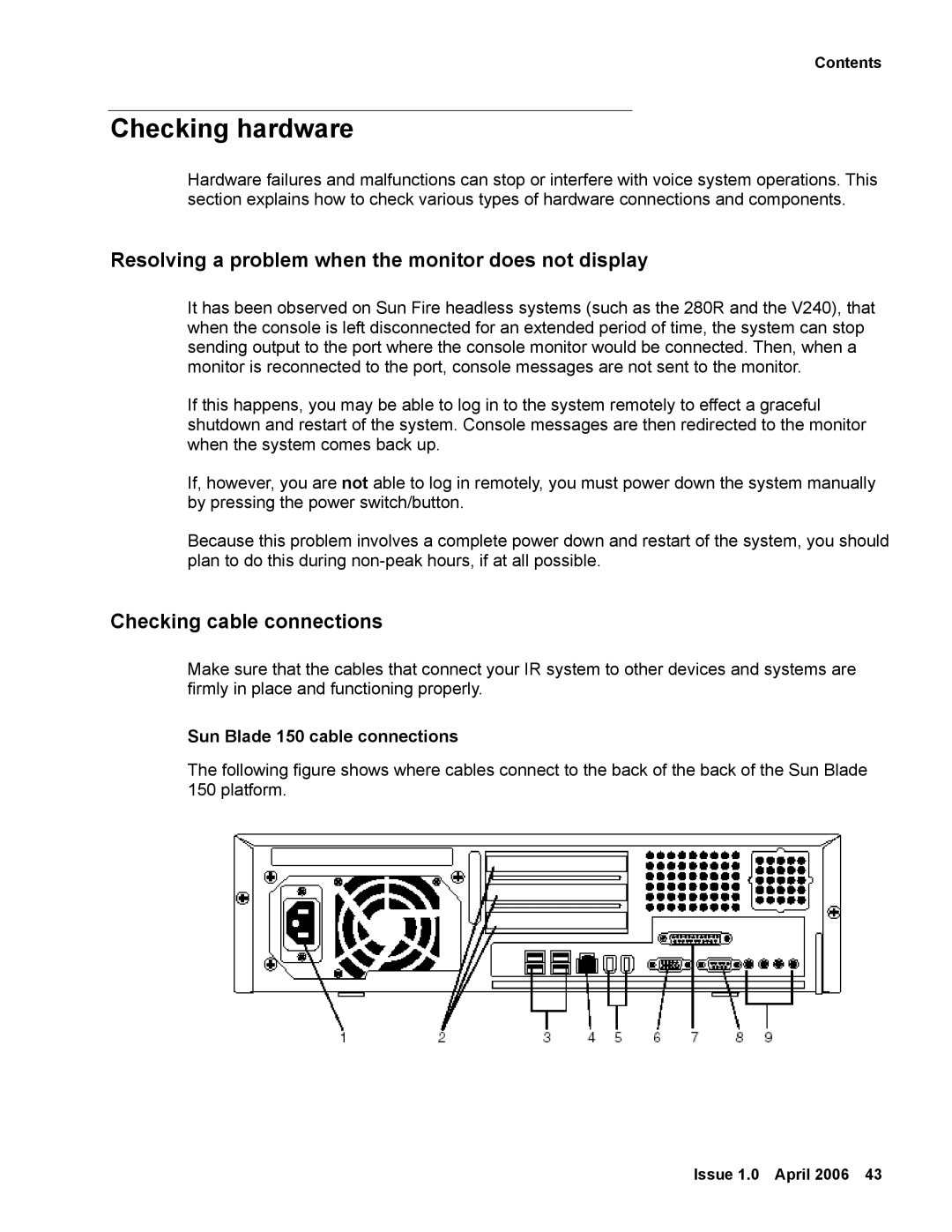 Avaya 2 manual Checking hardware, Resolving a problem when the monitor does not display, Checking cable connections 