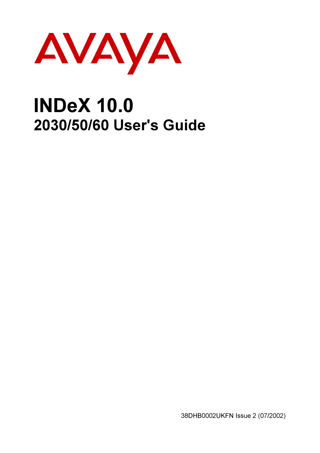 Avaya 2030, 2050, 2060 manual INDeX 