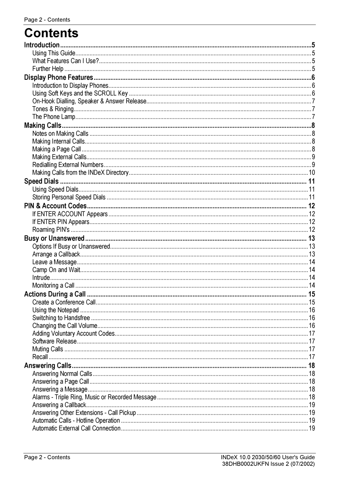 Avaya 2060, 2050, 2030 manual Contents 