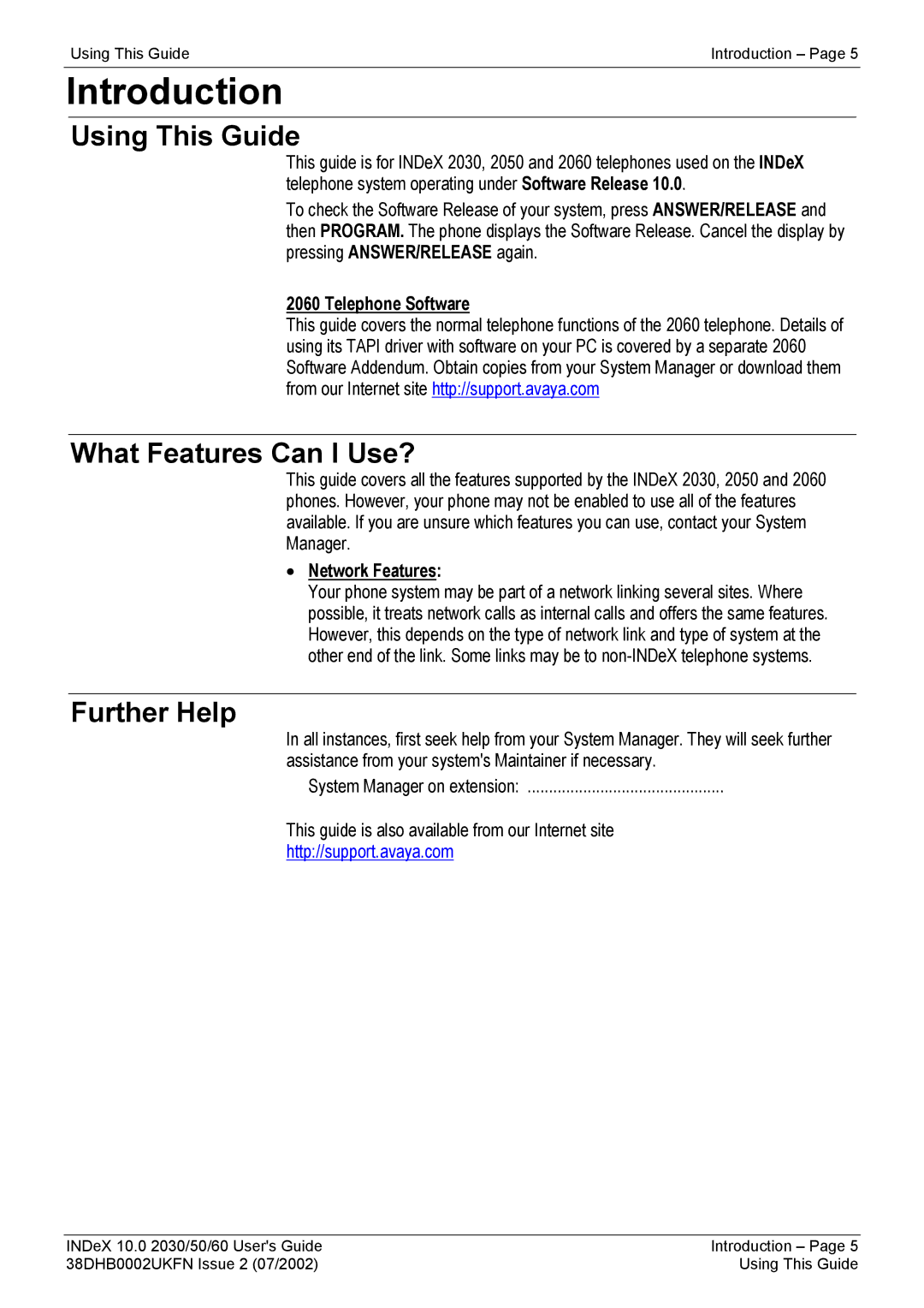 Avaya 2060, 2050, 2030 manual Introduction, Using This Guide, What Features Can I Use?, Further Help 