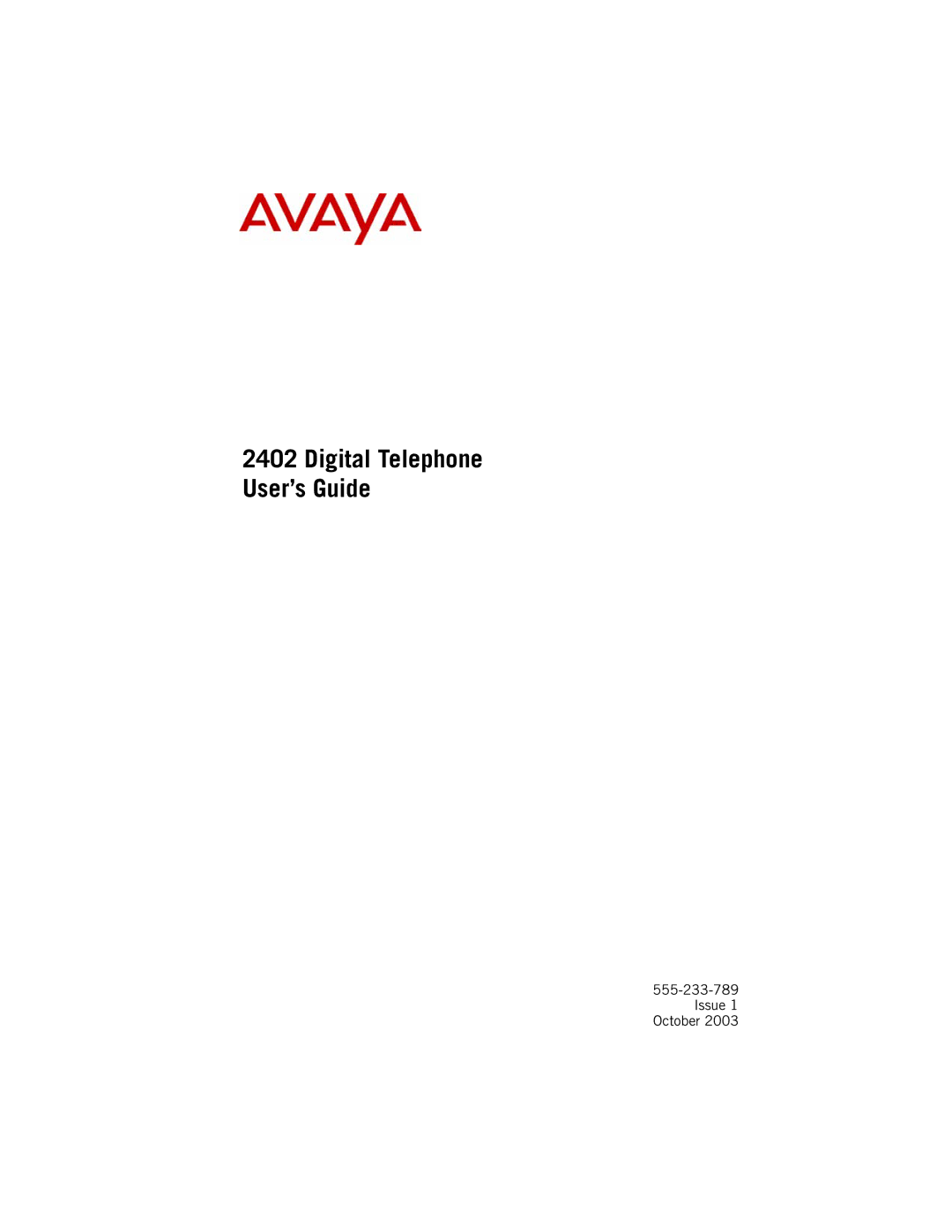 Avaya 2402 manual Digital Telephone User’s Guide 