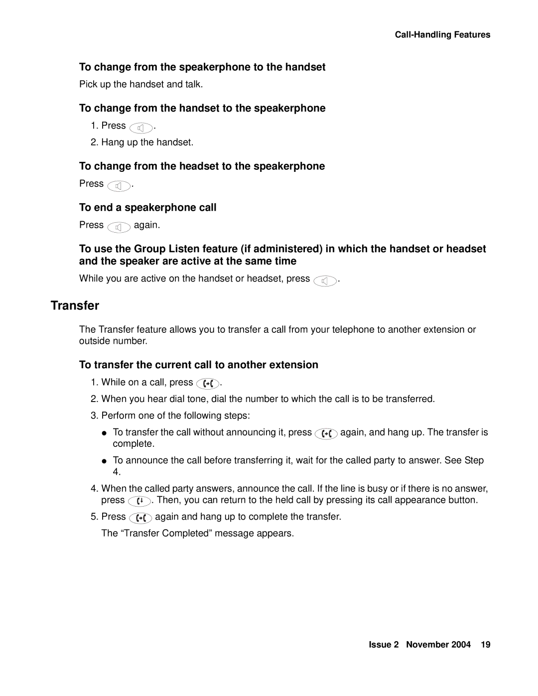 Avaya 2410 manual Transfer 