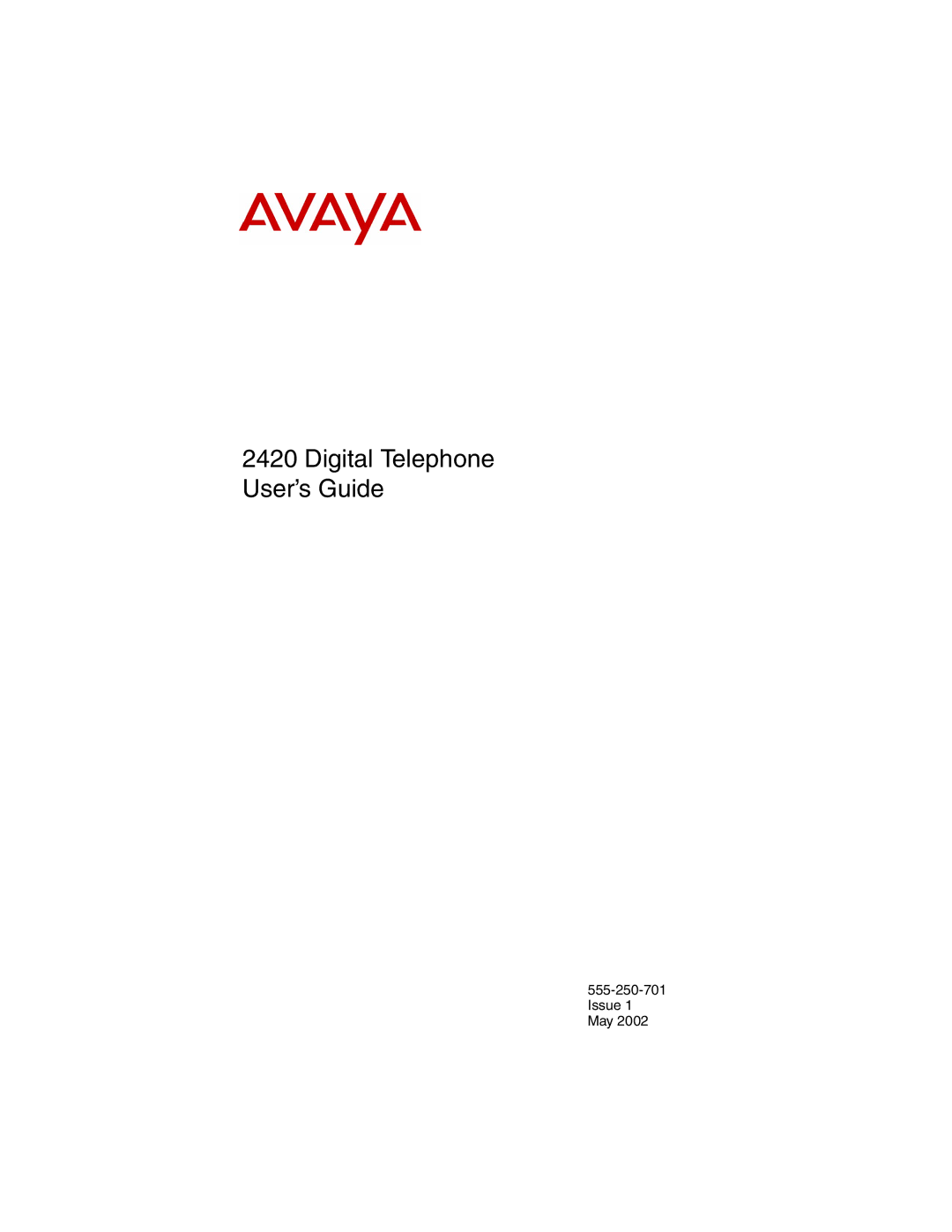 Avaya 2420 manual Digital Telephone User’s Guide 