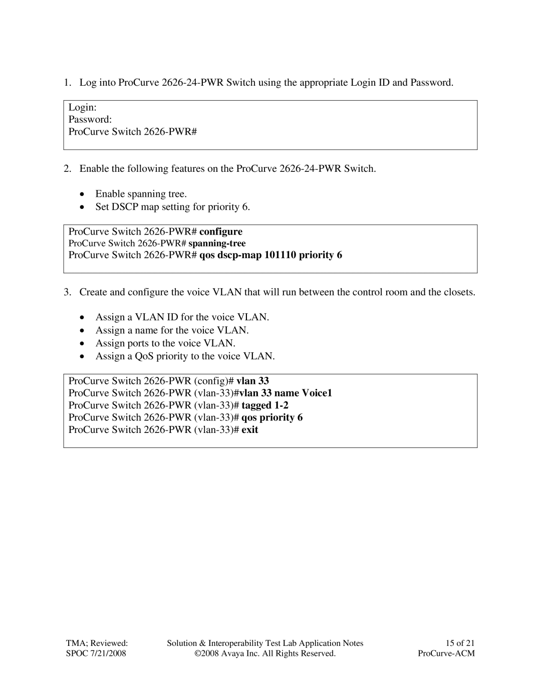 Avaya 2600, 5400ZL, 3500YL manual ProCurve Switch 2626-PWR#qos dscp-map 101110 priority 