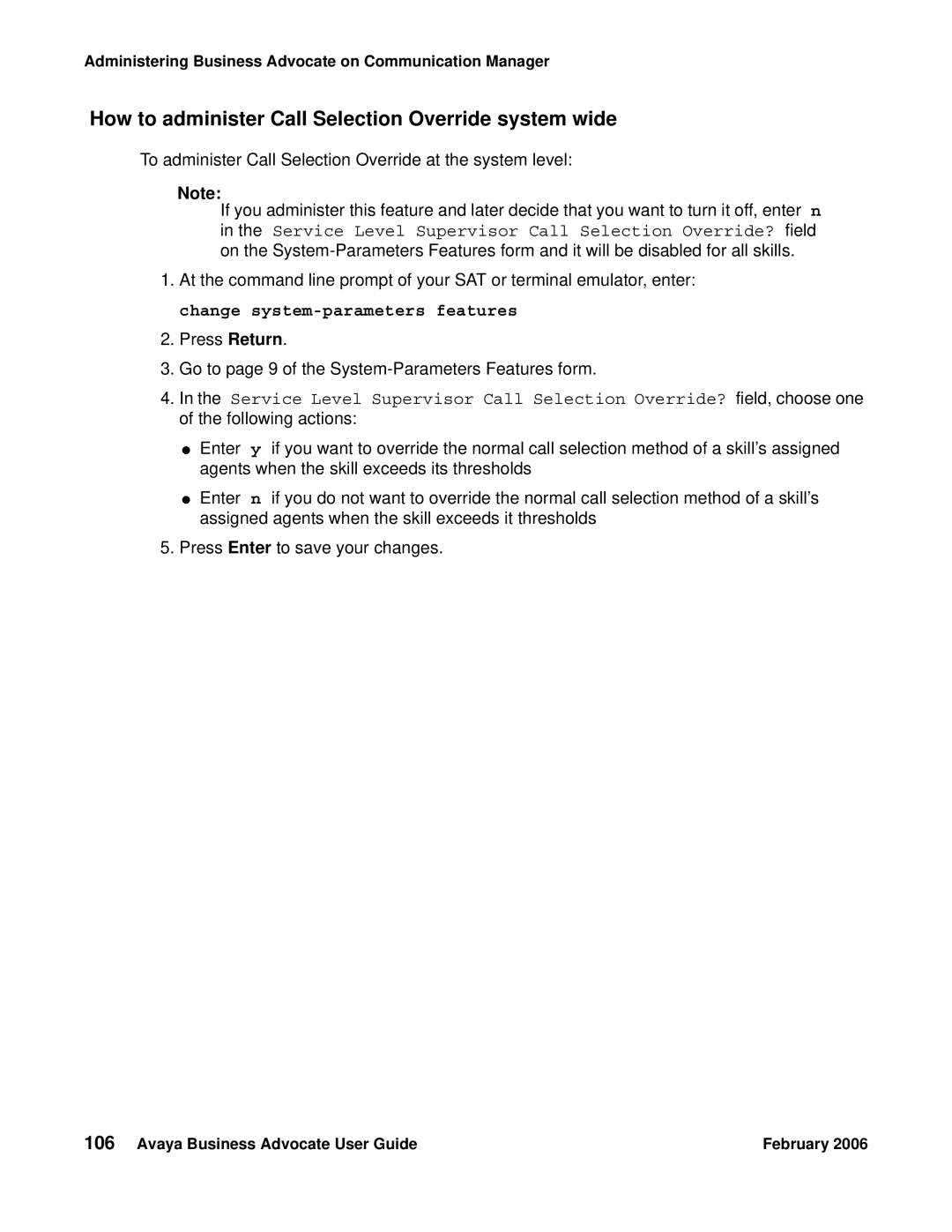 Avaya 3.1 manual How to administer Call Selection Override system wide 