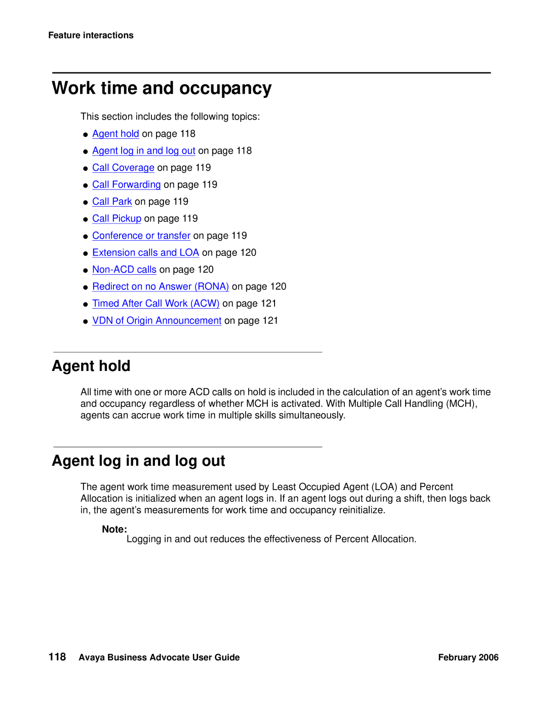 Avaya 3.1 manual Work time and occupancy, Agent hold 