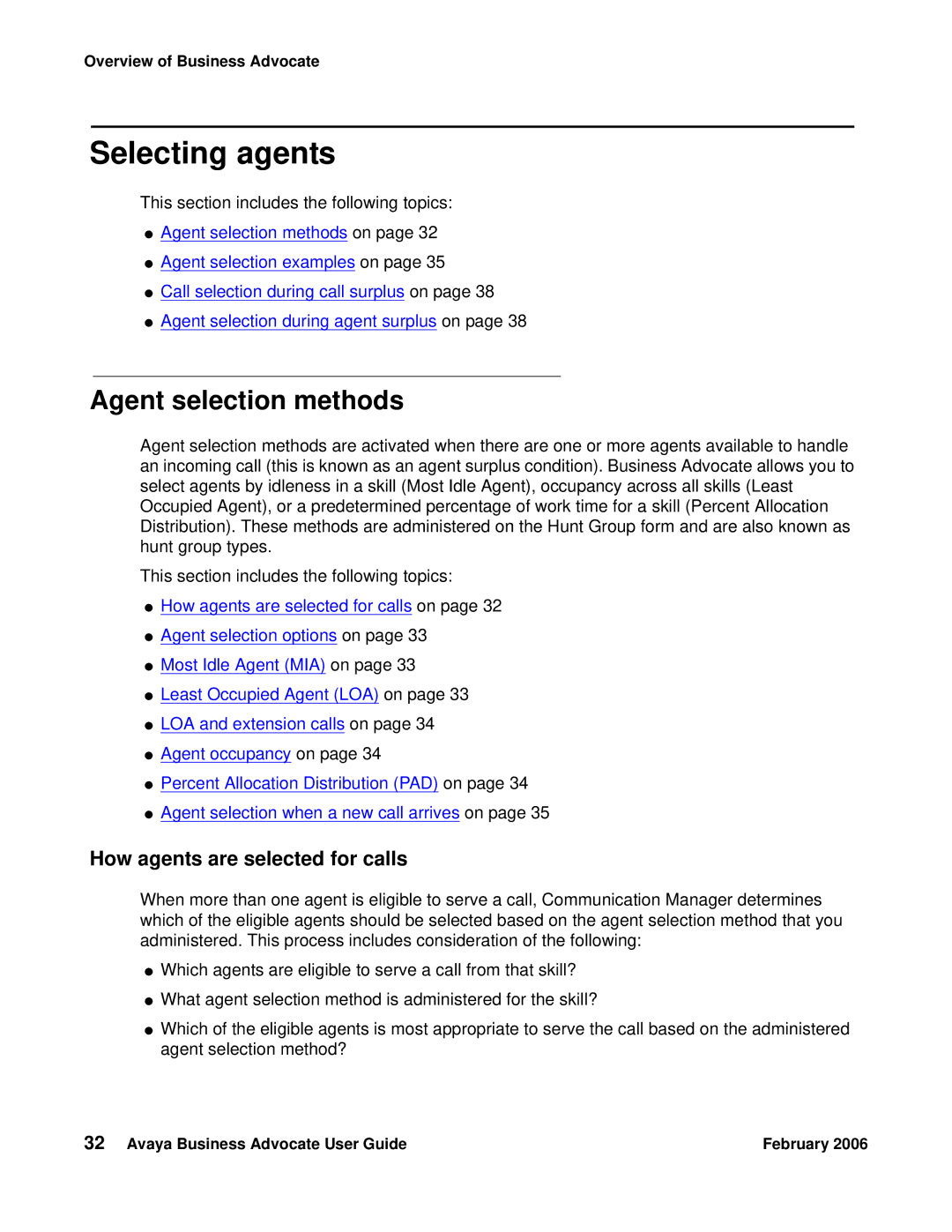 Avaya 3.1 manual Selecting agents, Agent selection methods, How agents are selected for calls 