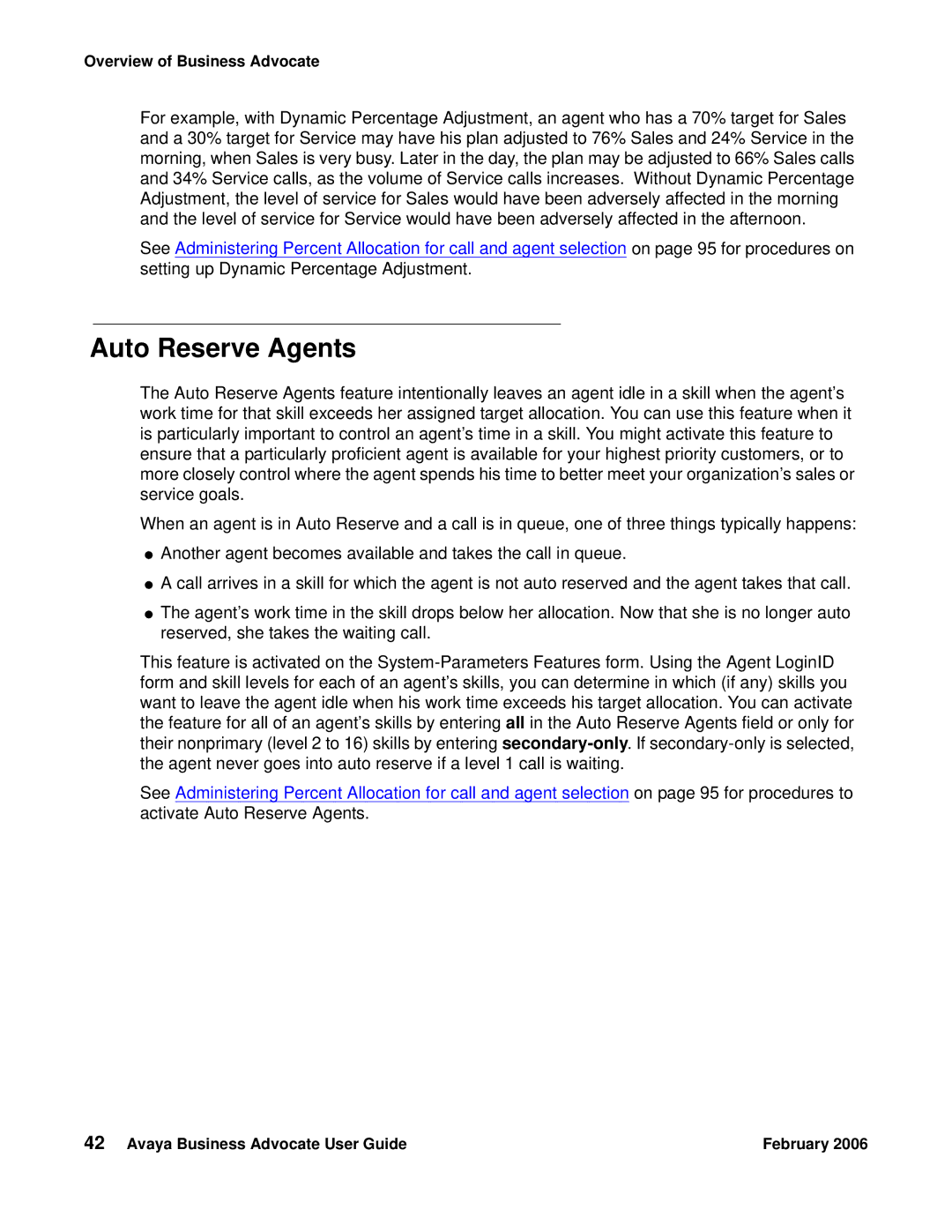 Avaya 3.1 manual Auto Reserve Agents 