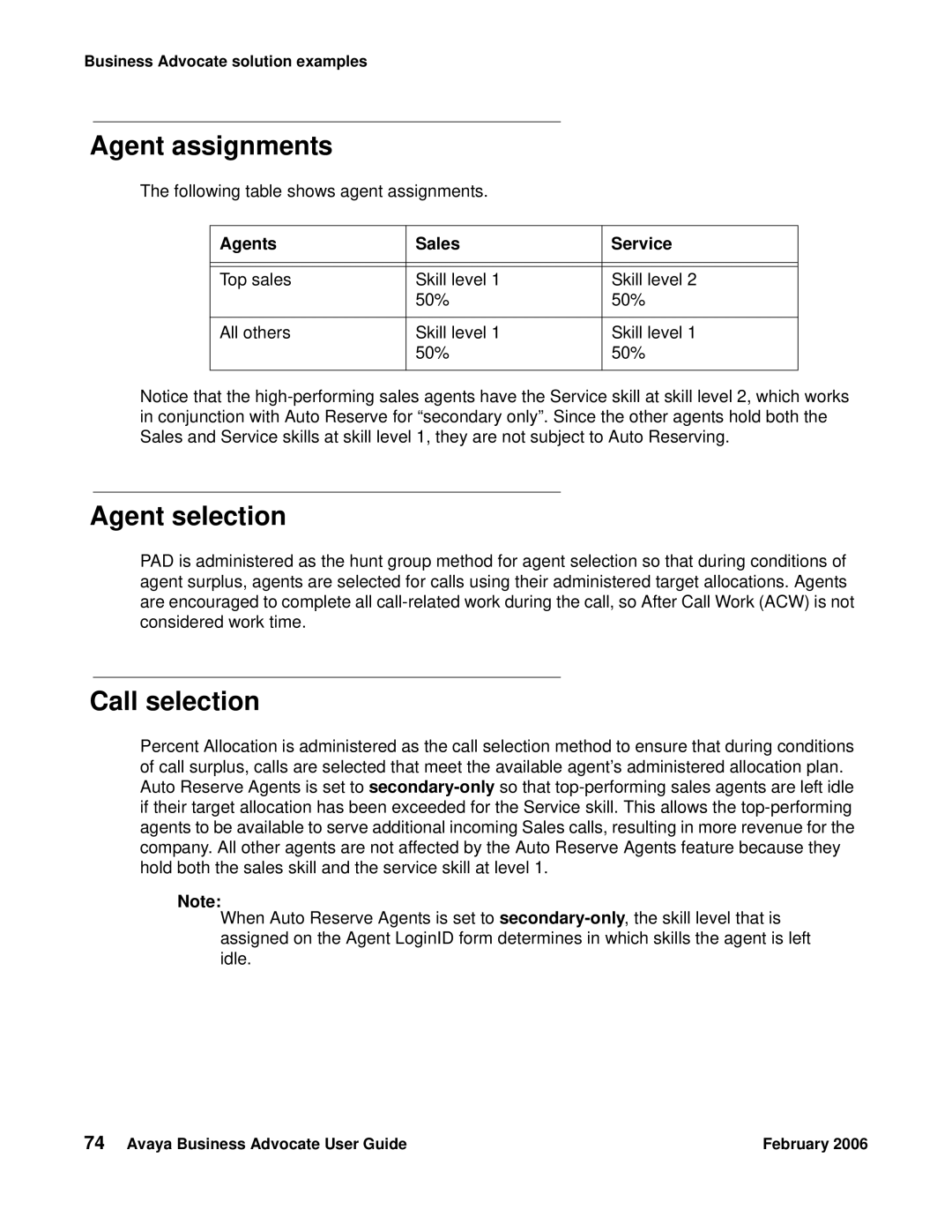 Avaya 3.1 manual Agent assignments, Agents Sales Service 