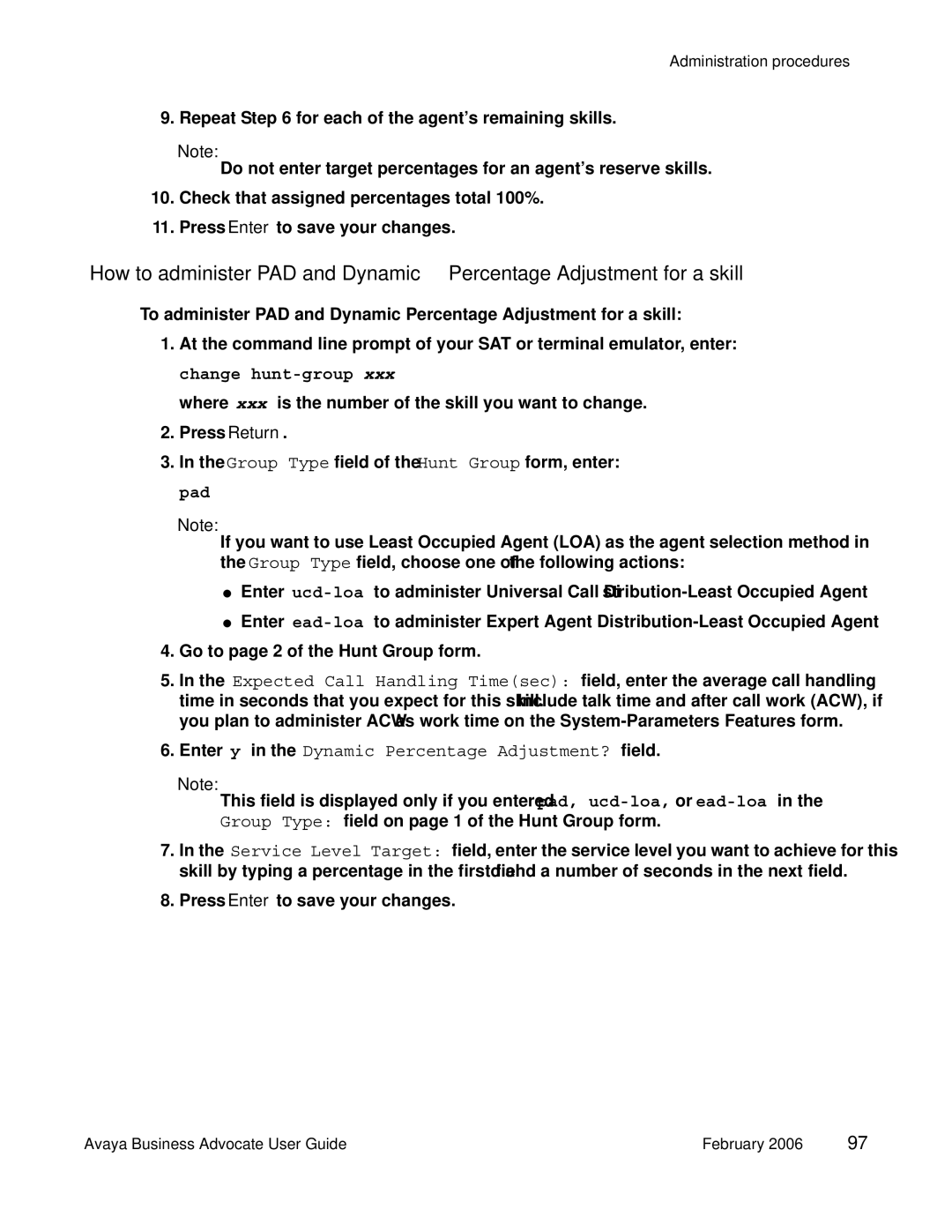 Avaya 3.1 manual Enter y in the Dynamic Percentage Adjustment? field 