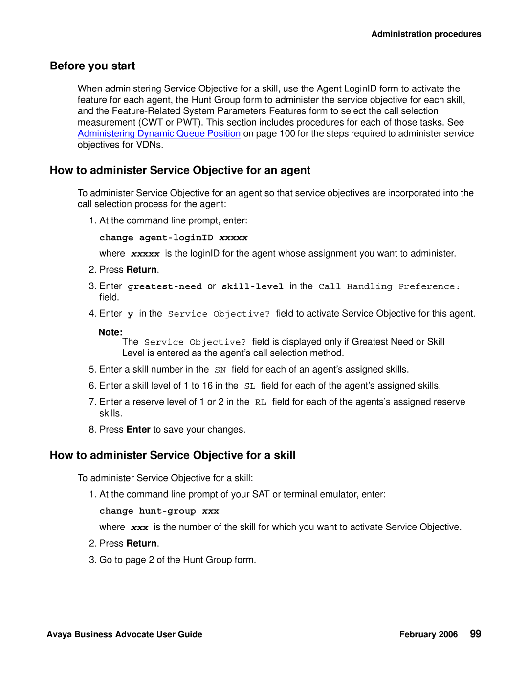 Avaya 3.1 manual Before you start, How to administer Service Objective for an agent 