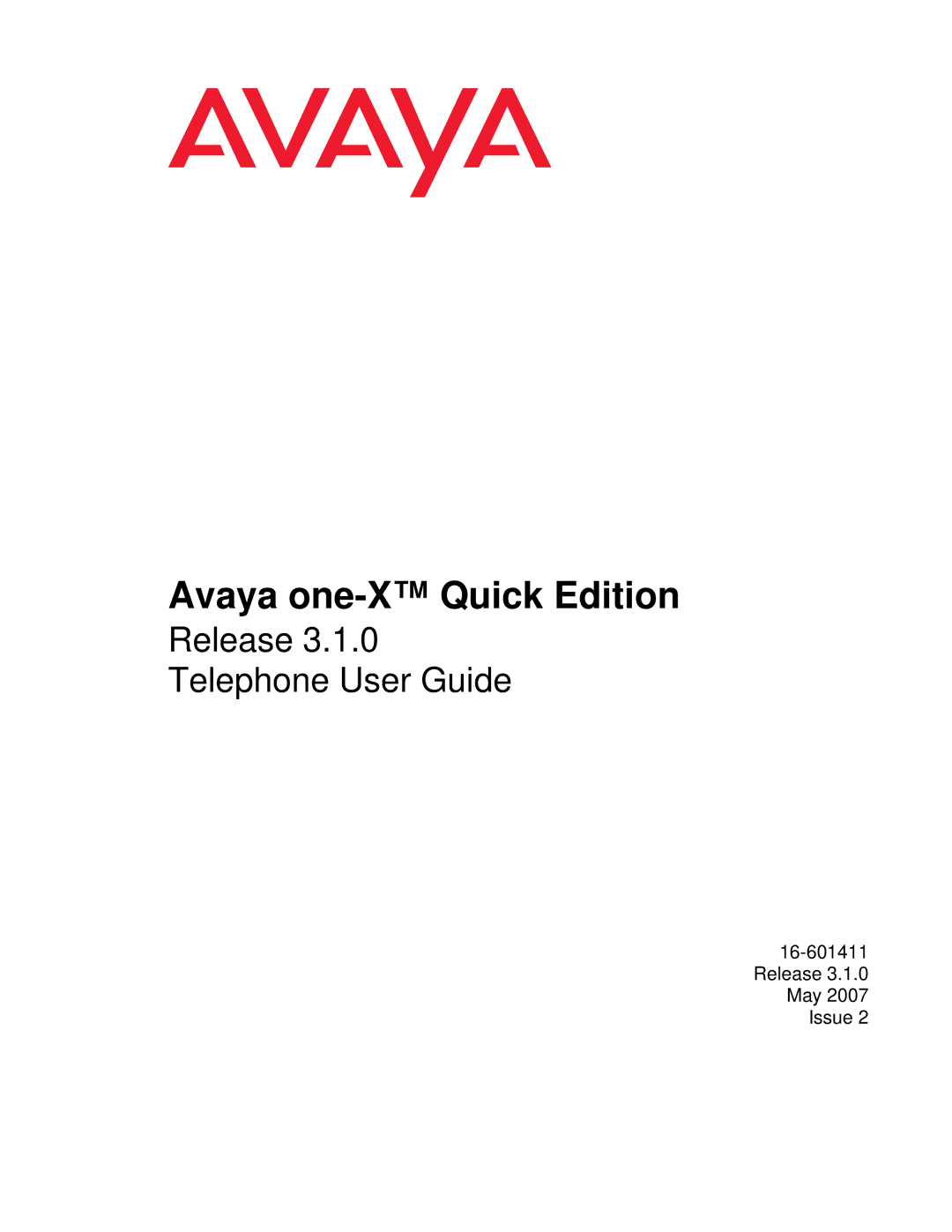 Avaya 3.1.0 manual Avaya one-X Quick Edition 