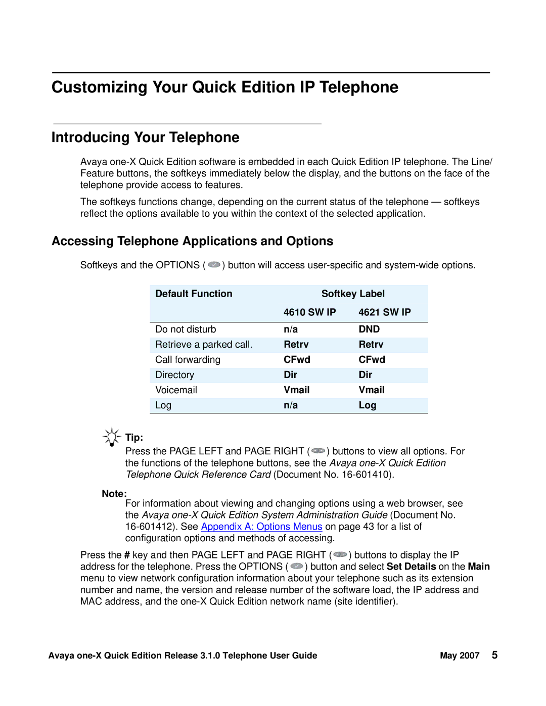 Avaya 3.1.0 manual Customizing Your Quick Edition IP Telephone, Introducing Your Telephone, Retrv 