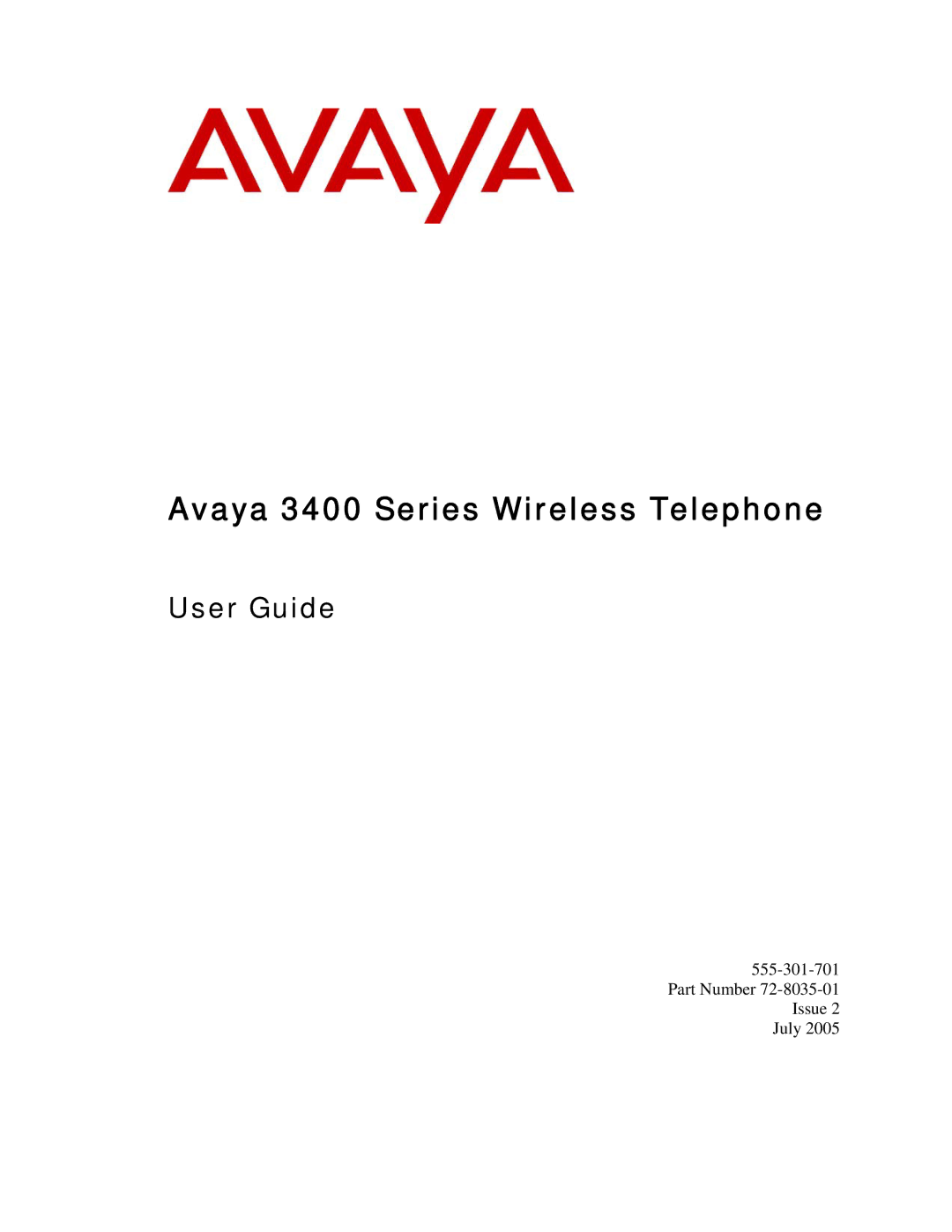 Avaya manual Avaya 3400 Series Wireless Telephone 