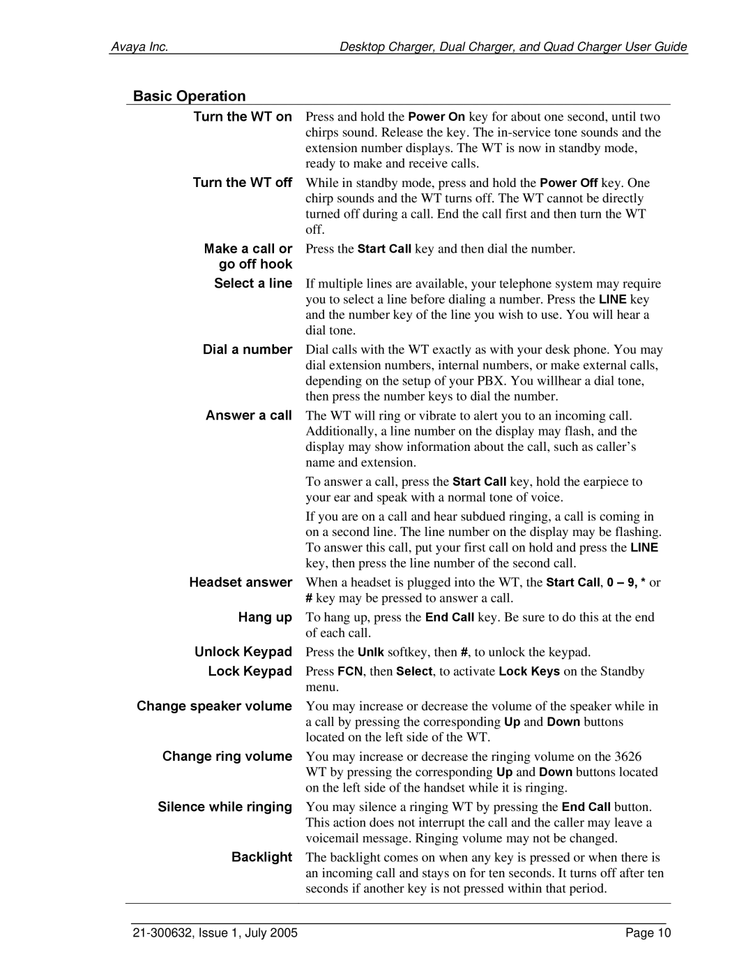 Avaya 3600 Series manual Basic Operation 