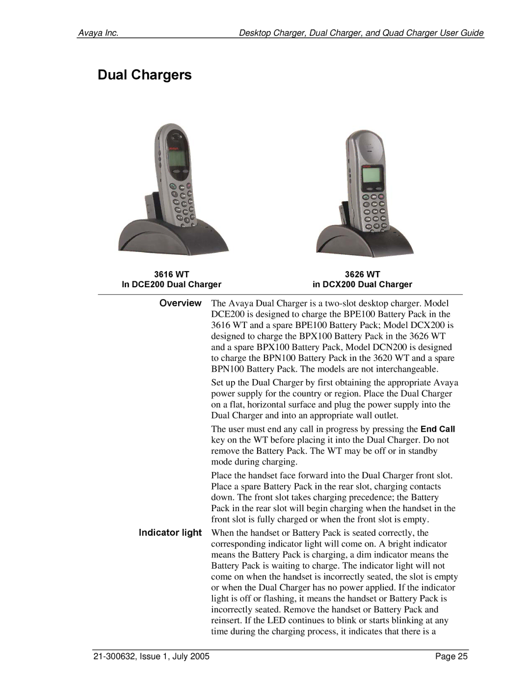 Avaya 3600 Series manual Dual Chargers 