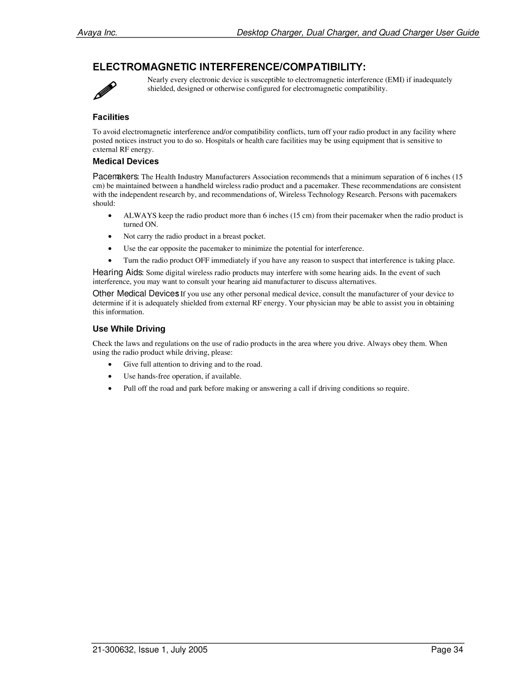 Avaya 3600 Series manual Electromagnetic INTERFERENCE/COMPATIBILITY, Facilities 