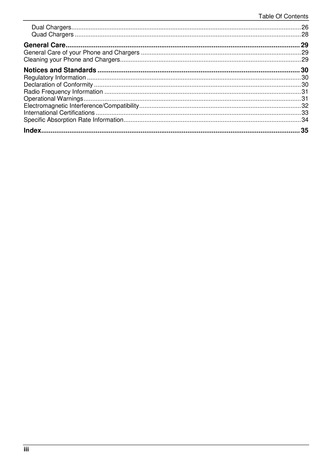 Avaya 3600 manual Table Of Contents, Iii 