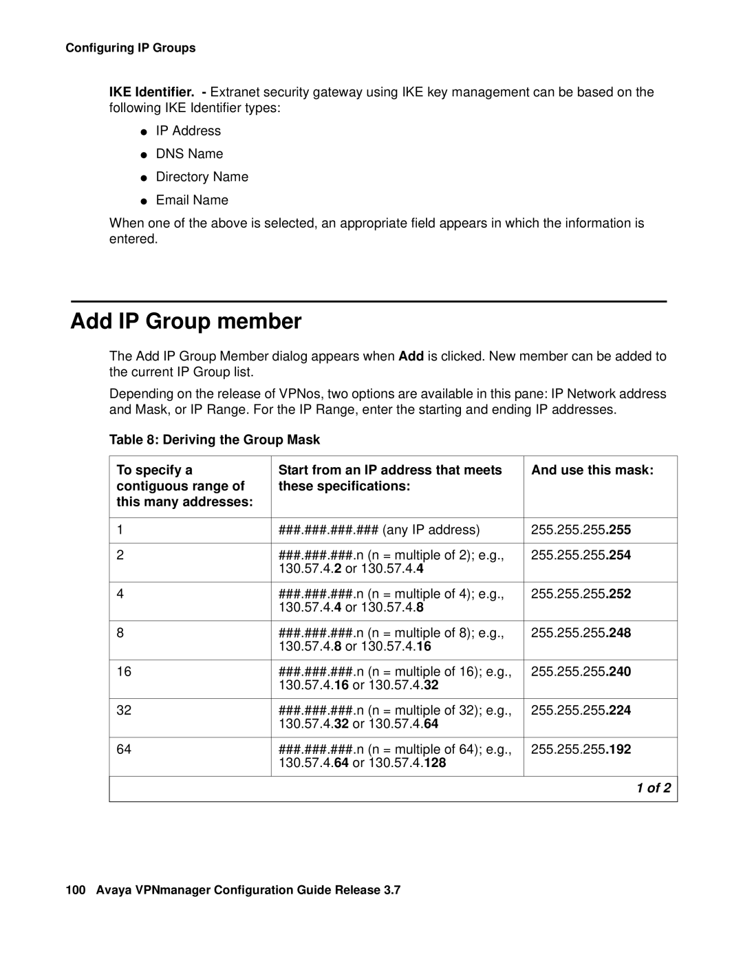 Avaya 3.7 manual Add IP Group member 