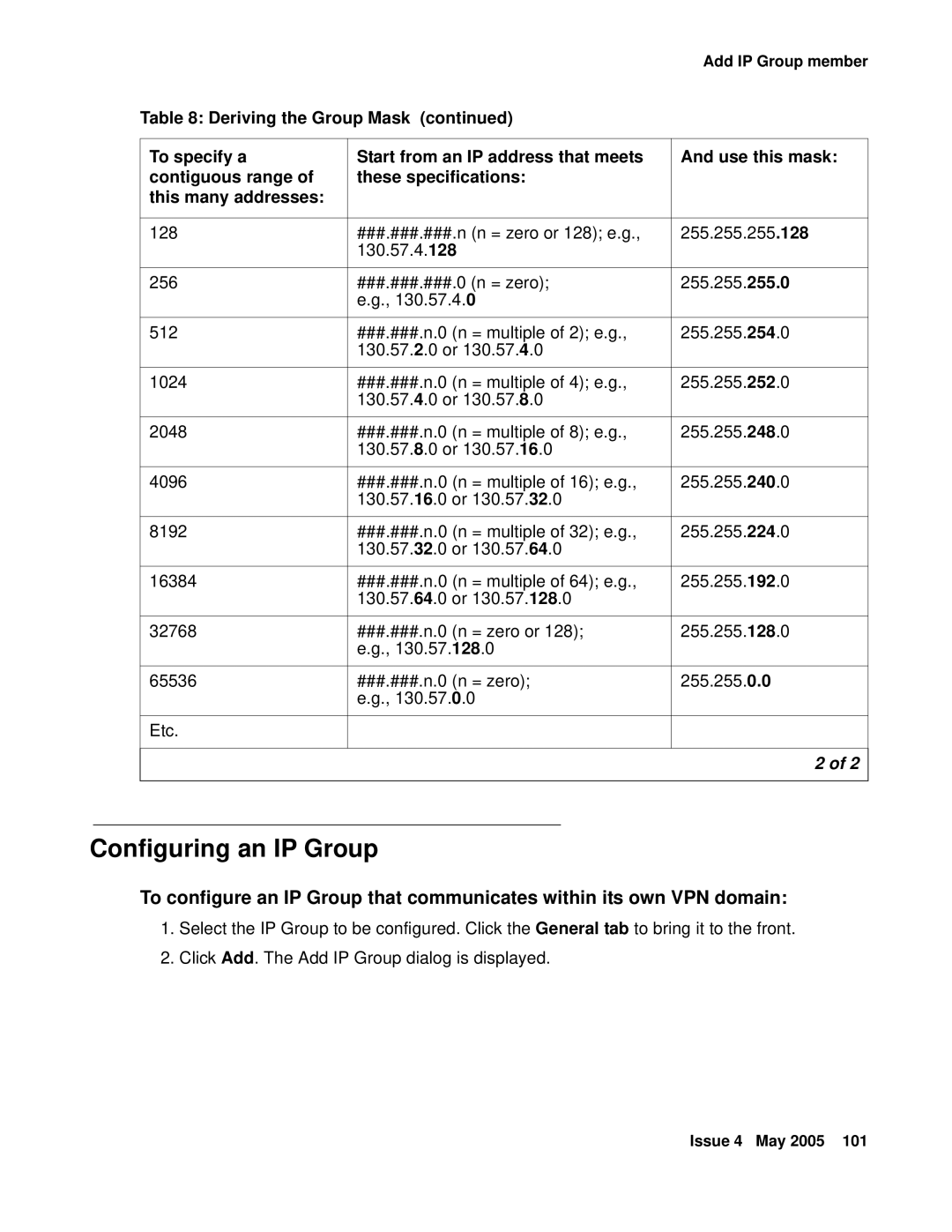 Avaya 3.7 manual Configuring an IP Group 