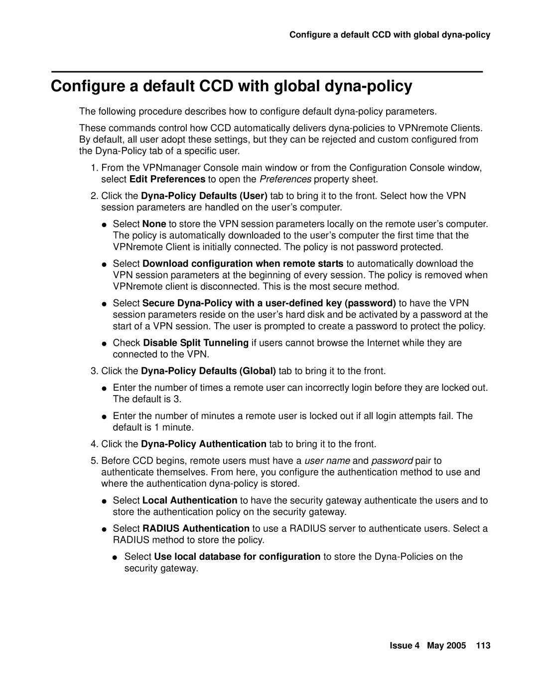 Avaya 3.7 manual Configure a default CCD with global dyna-policy 