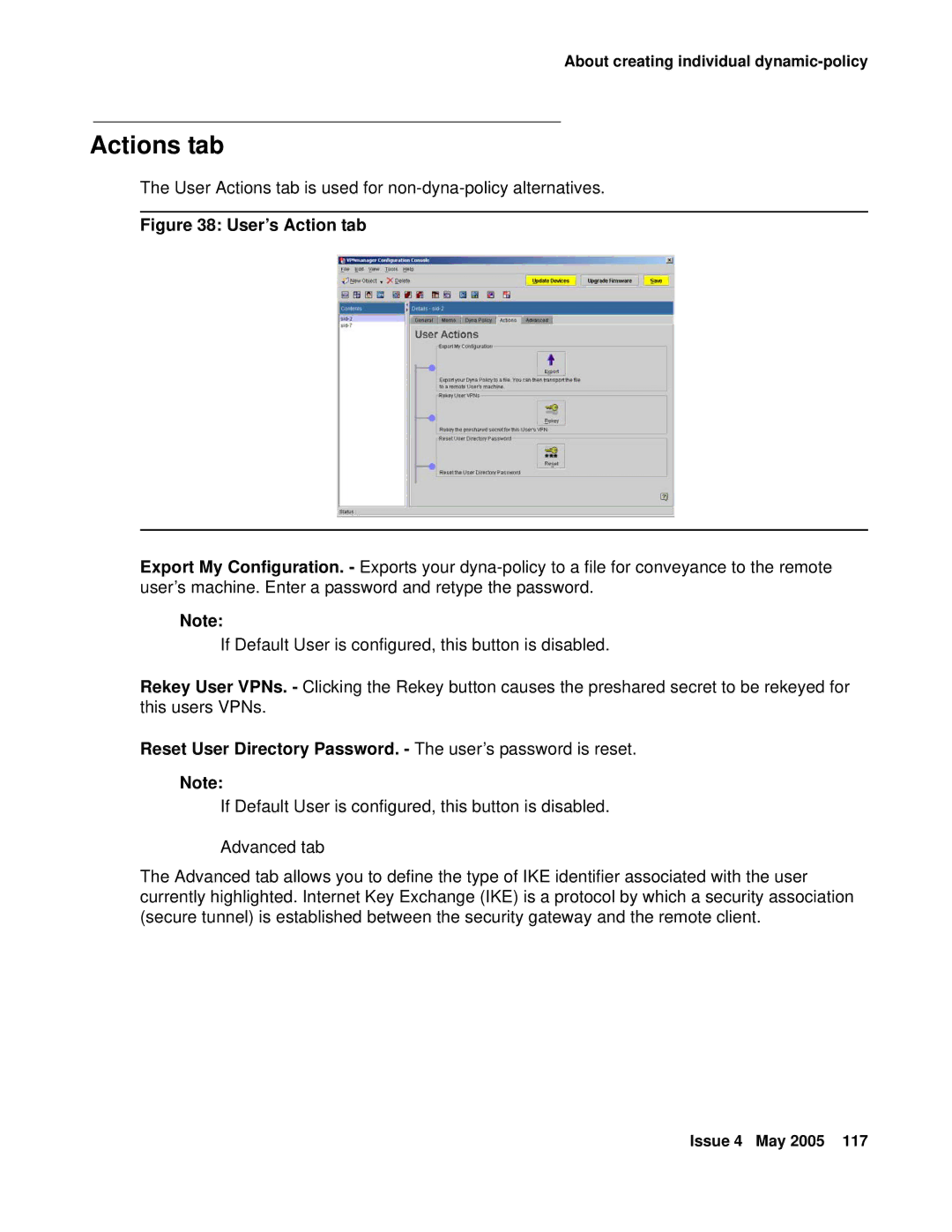 Avaya 3.7 manual Actions tab, Reset User Directory Password. The user’s password is reset 