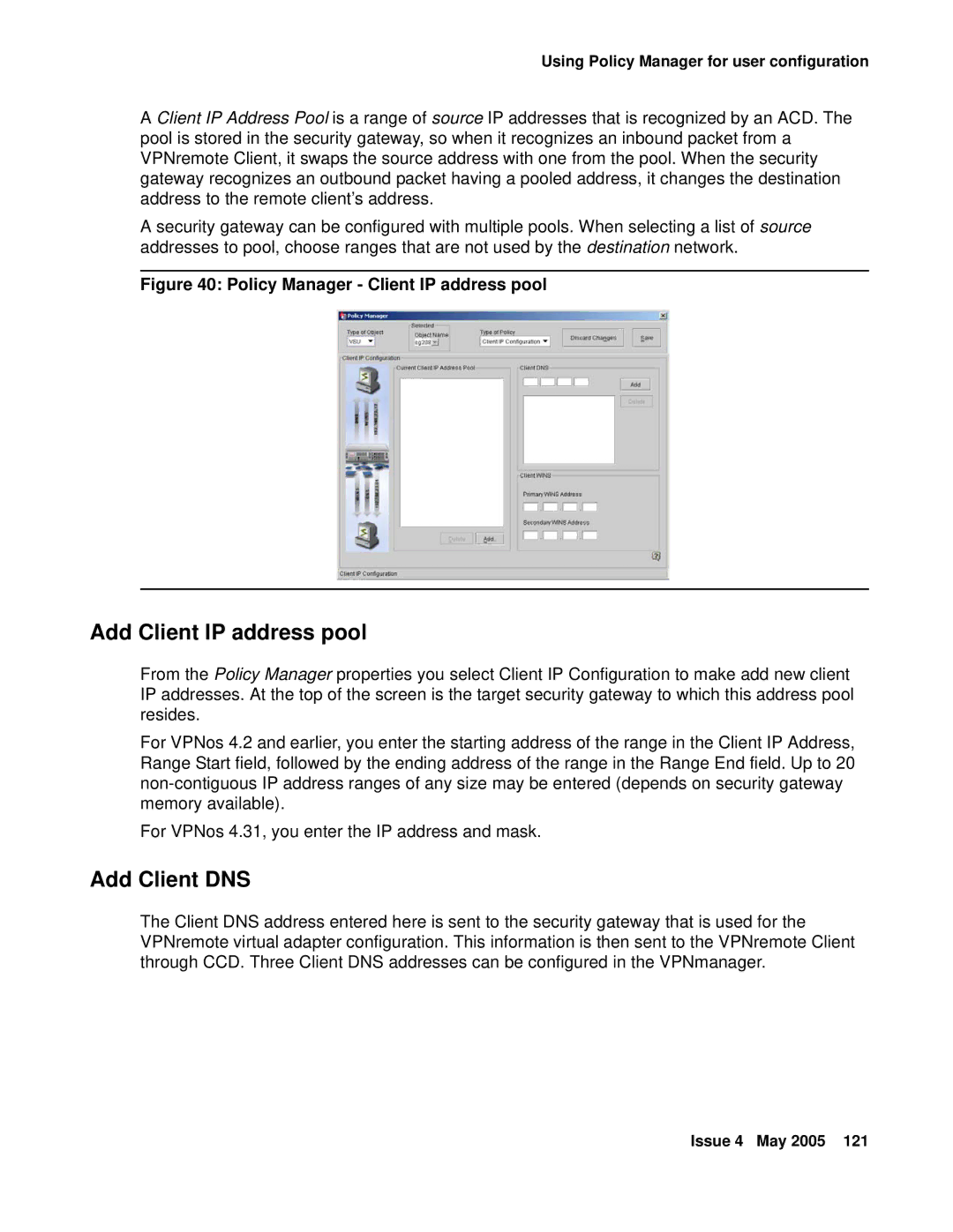 Avaya 3.7 manual Add Client IP address pool, Add Client DNS 