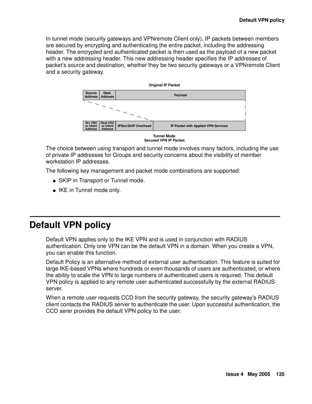 Avaya 3.7 manual Default VPN policy 