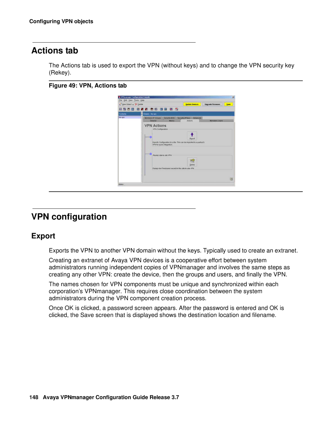 Avaya 3.7 manual VPN configuration, Export 