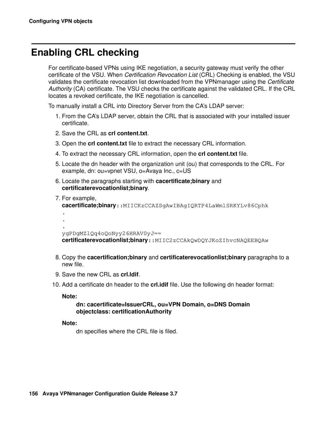 Avaya 3.7 manual Enabling CRL checking 