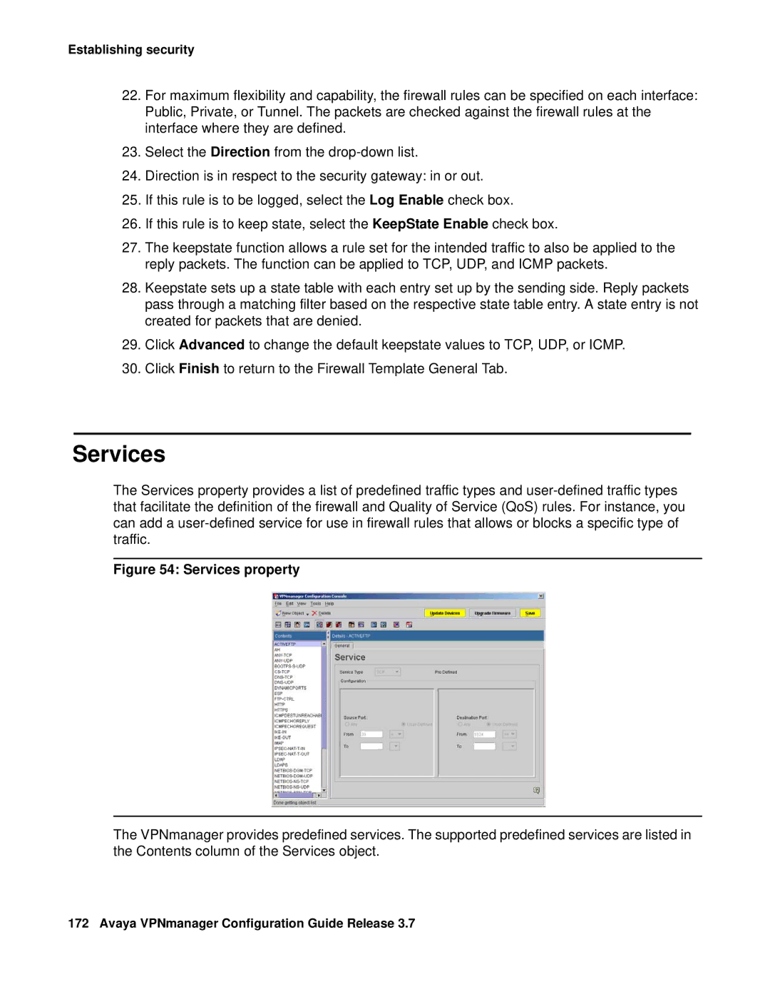 Avaya 3.7 manual Services property 