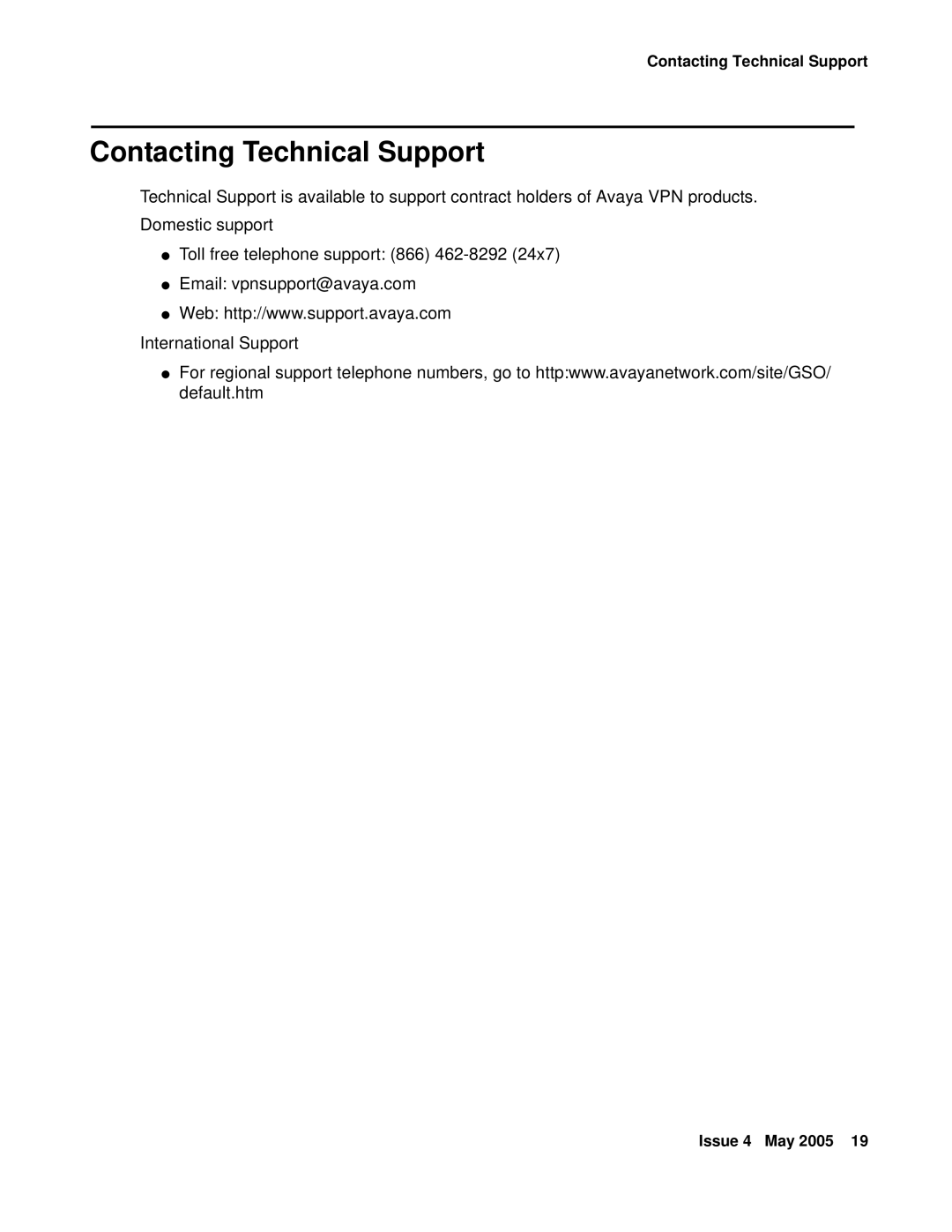 Avaya 3.7 manual Contacting Technical Support 