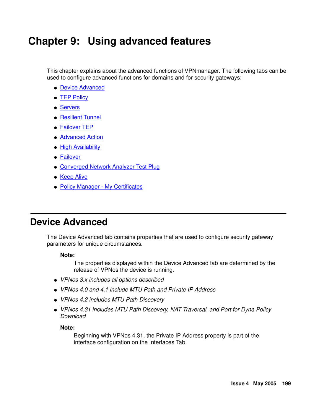 Avaya 3.7 manual Using advanced features, Device Advanced 