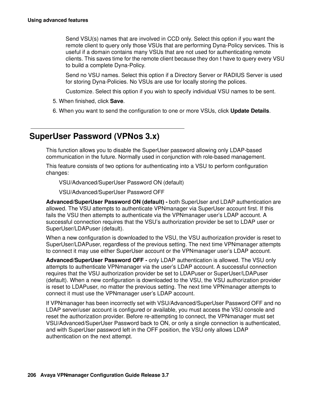 Avaya 3.7 manual SuperUser Password VPNos 