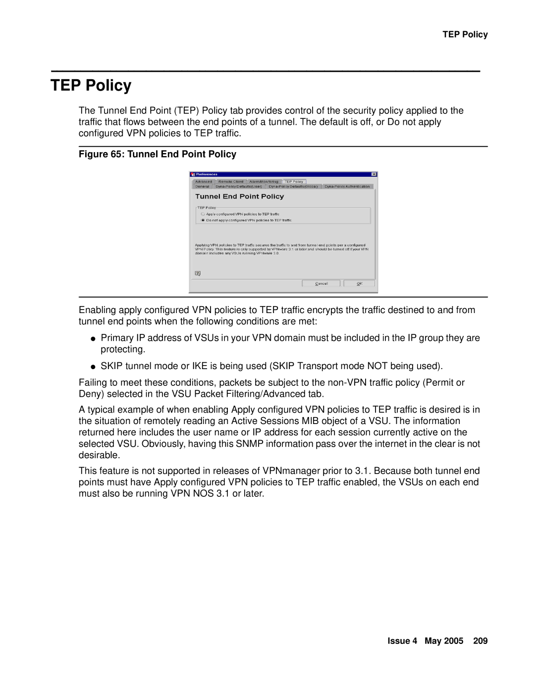 Avaya 3.7 manual TEP Policy, Tunnel End Point Policy 