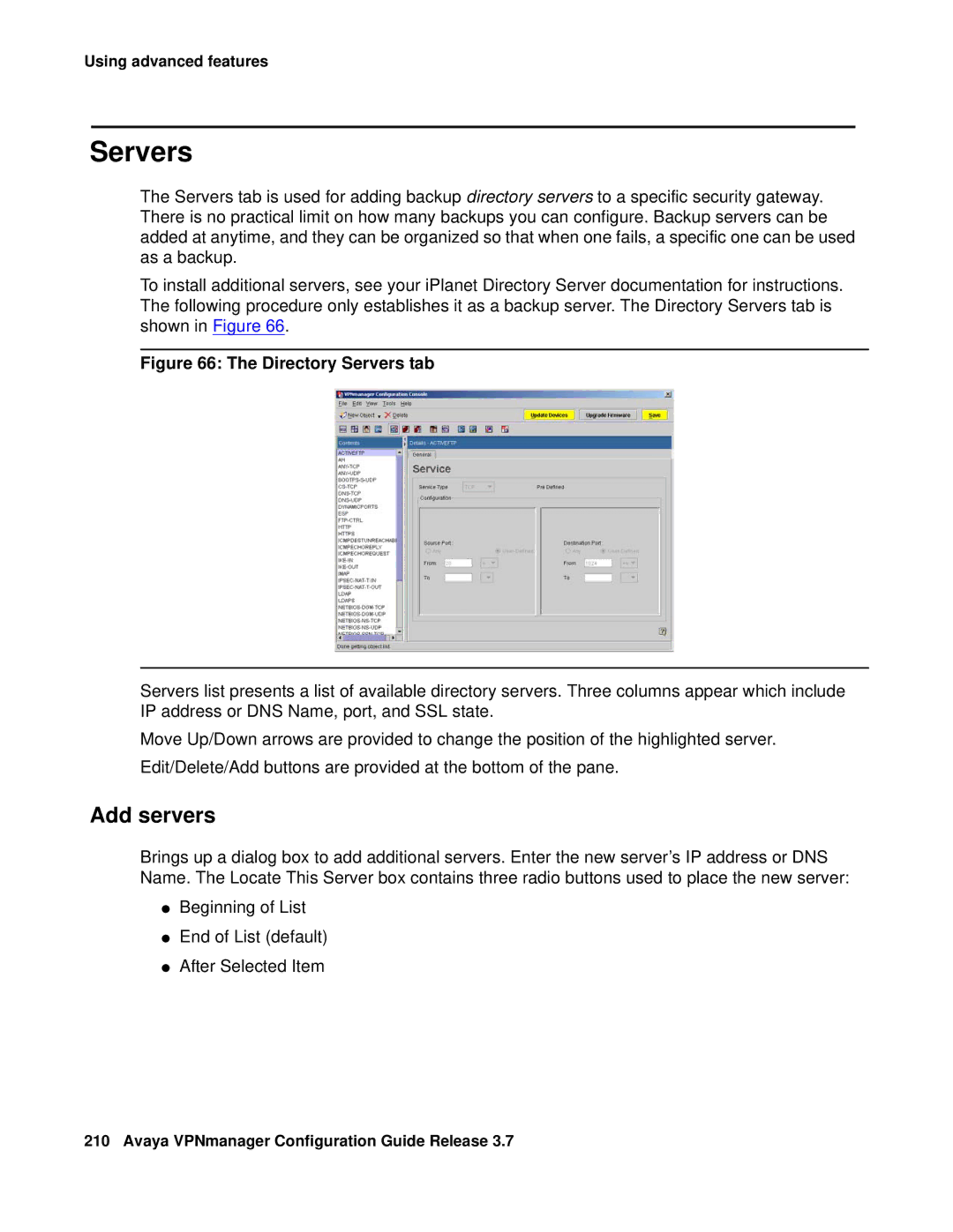 Avaya 3.7 manual Servers, Add servers 