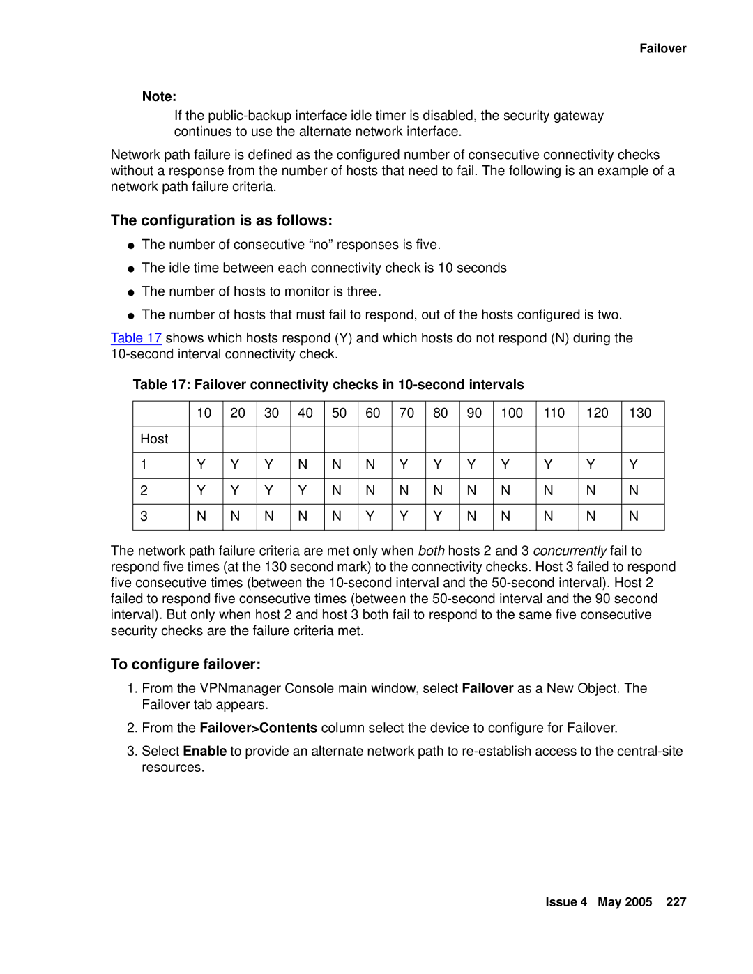 Avaya 3.7 manual Configuration is as follows, To configure failover, Failover connectivity checks in 10-second intervals 