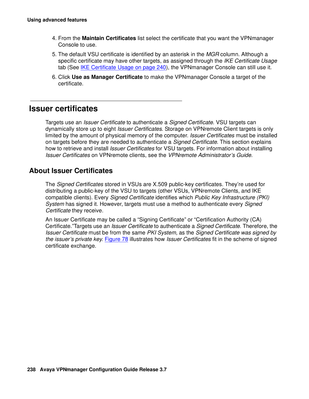 Avaya 3.7 manual Issuer certificates, About Issuer Certificates 