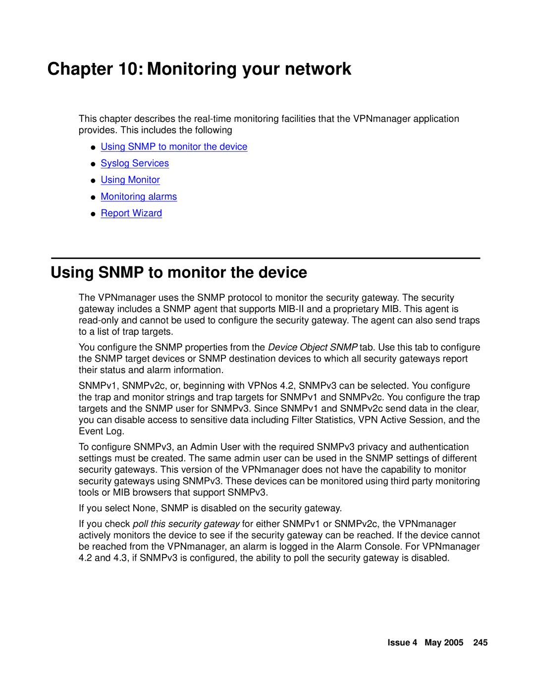 Avaya 3.7 manual Monitoring your network, Using Snmp to monitor the device 