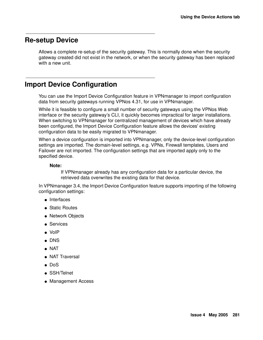 Avaya 3.7 manual Re-setup Device, Import Device Configuration 