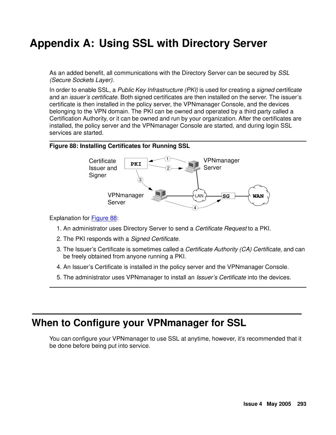 Avaya 3.7 manual When to Configure your VPNmanager for SSL, Installing Certificates for Running SSL 