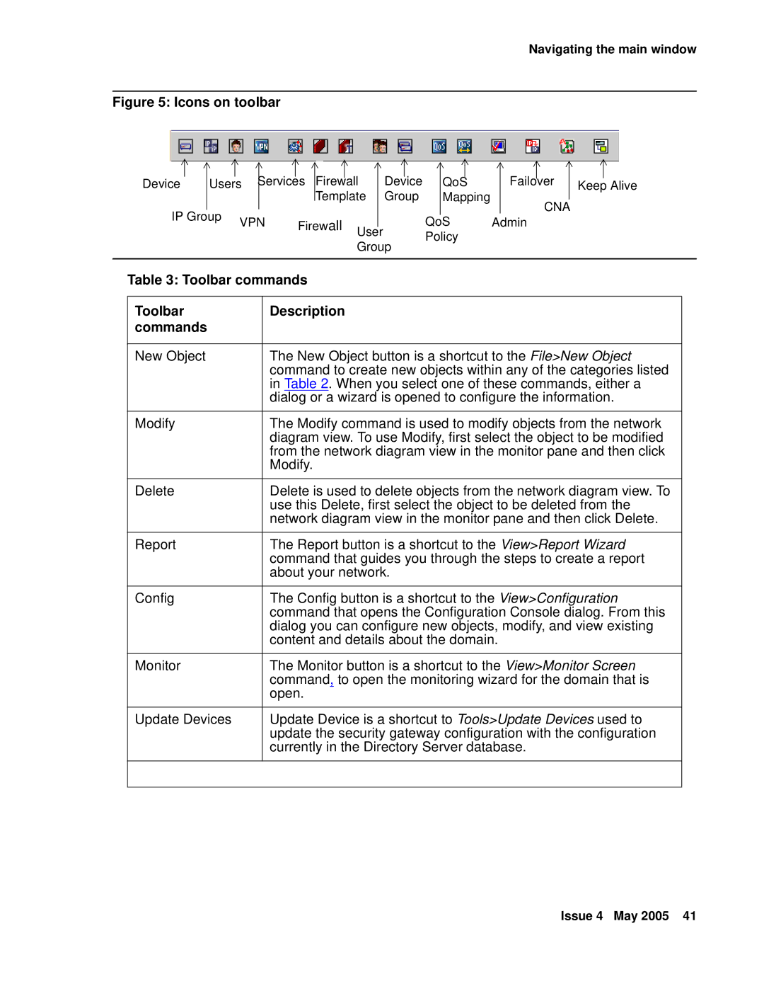 Avaya 3.7 manual Icons on toolbar, Toolbar commands Description Commands 