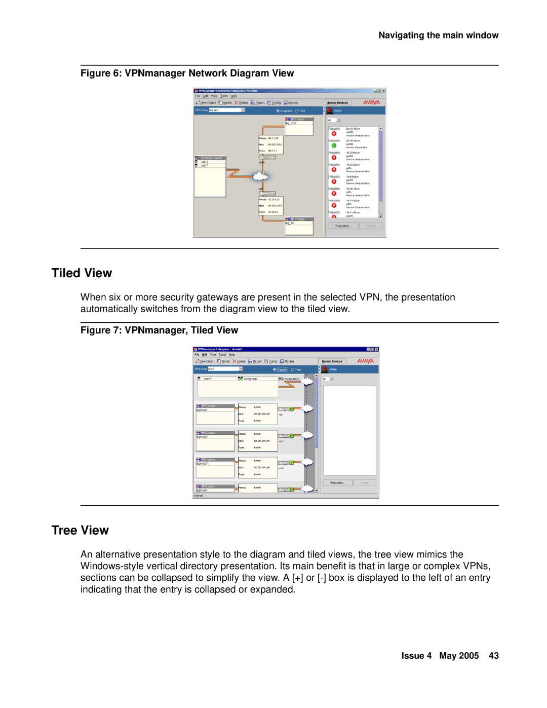 Avaya 3.7 manual Tiled View, Tree View 