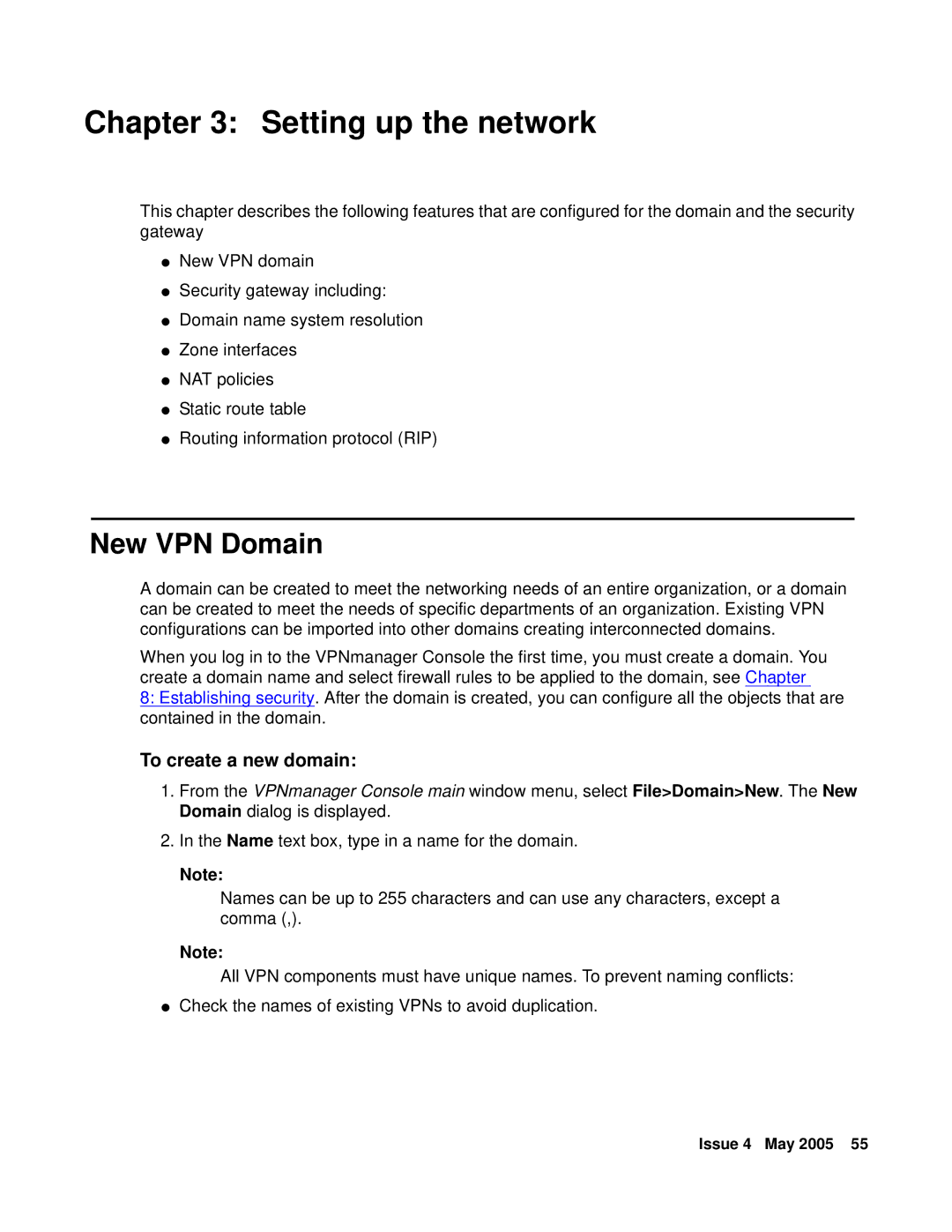 Avaya 3.7 manual New VPN Domain, To create a new domain 