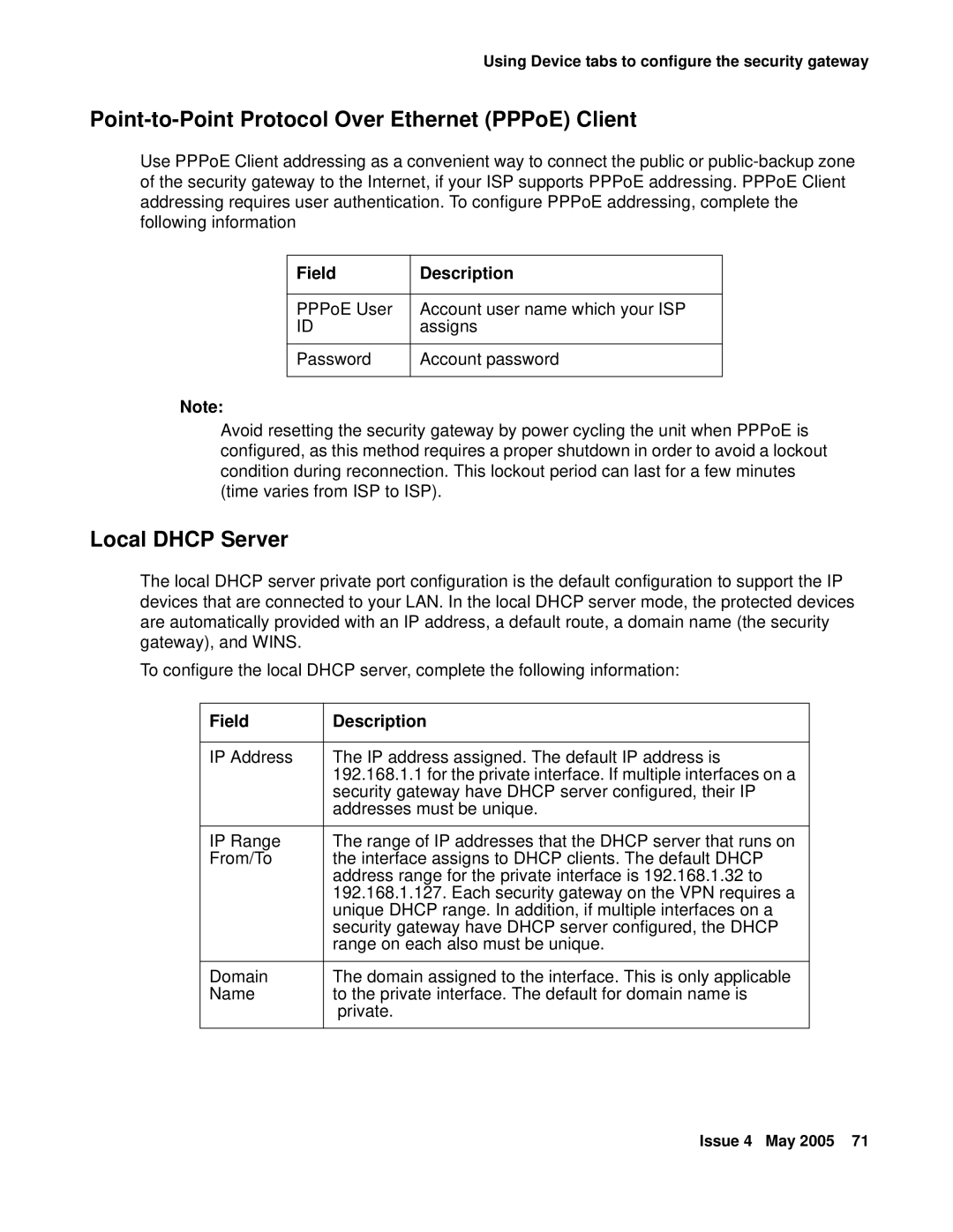 Avaya 3.7 manual Point-to-Point Protocol Over Ethernet PPPoE Client, Local Dhcp Server 