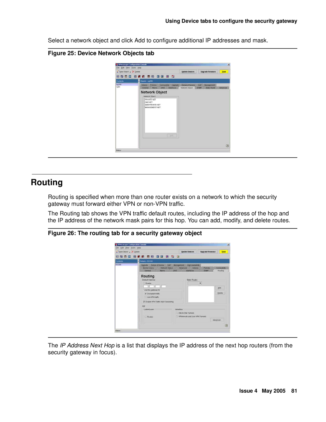 Avaya 3.7 manual Routing, Device Network Objects tab 