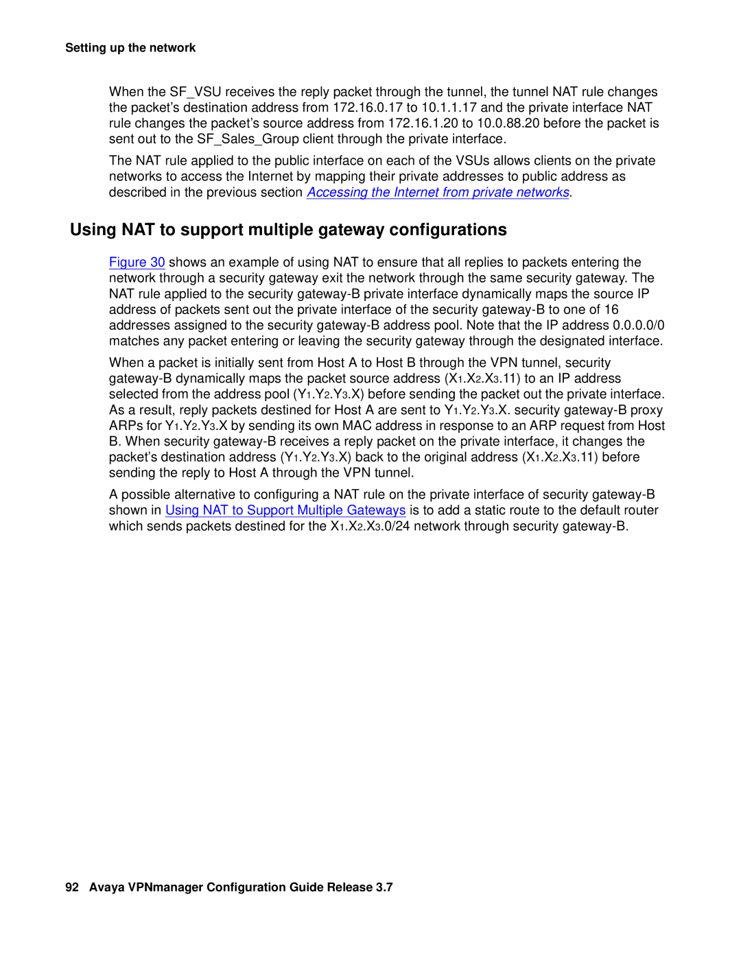 Avaya 3.7 manual Using NAT to support multiple gateway configurations 