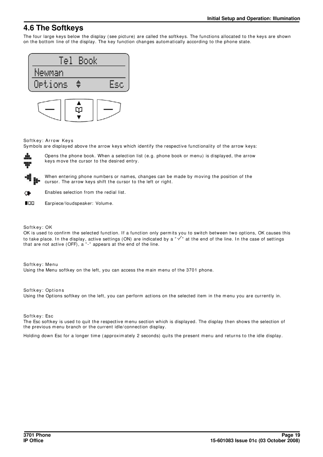 Avaya 3701 manual Softkeys 